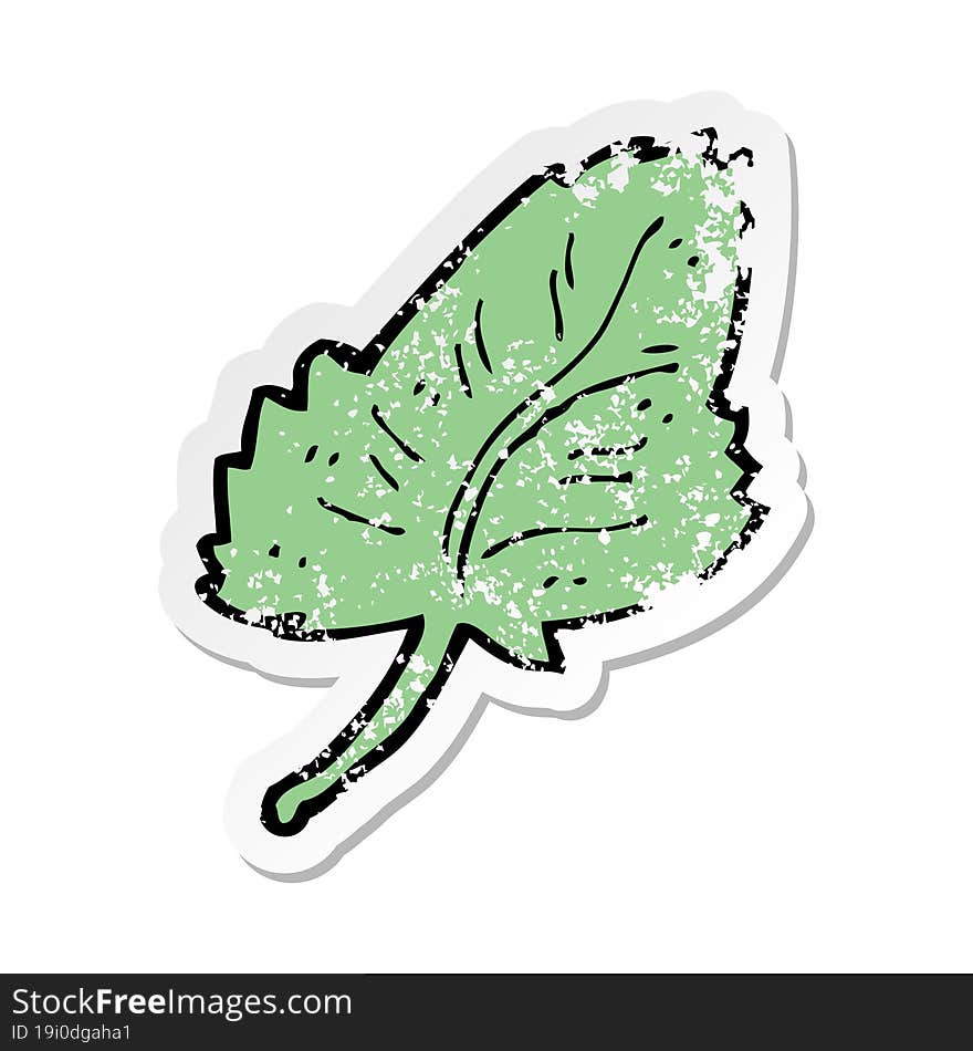 Retro Distressed Sticker Of A Cartoon Leaf Symbol