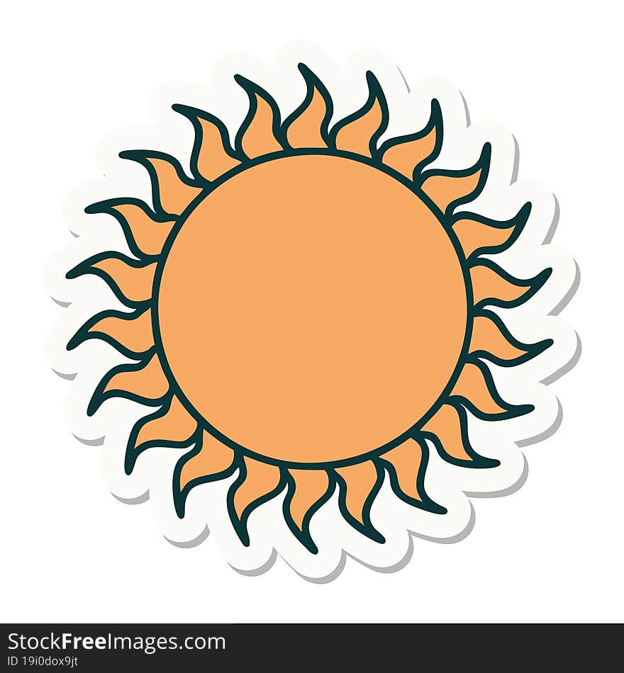 tattoo style sticker of a sun