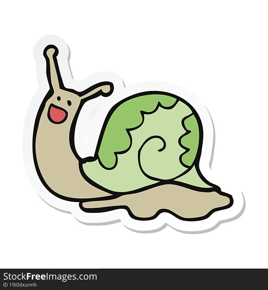 Sticker Of A Cute Cartoon Snail