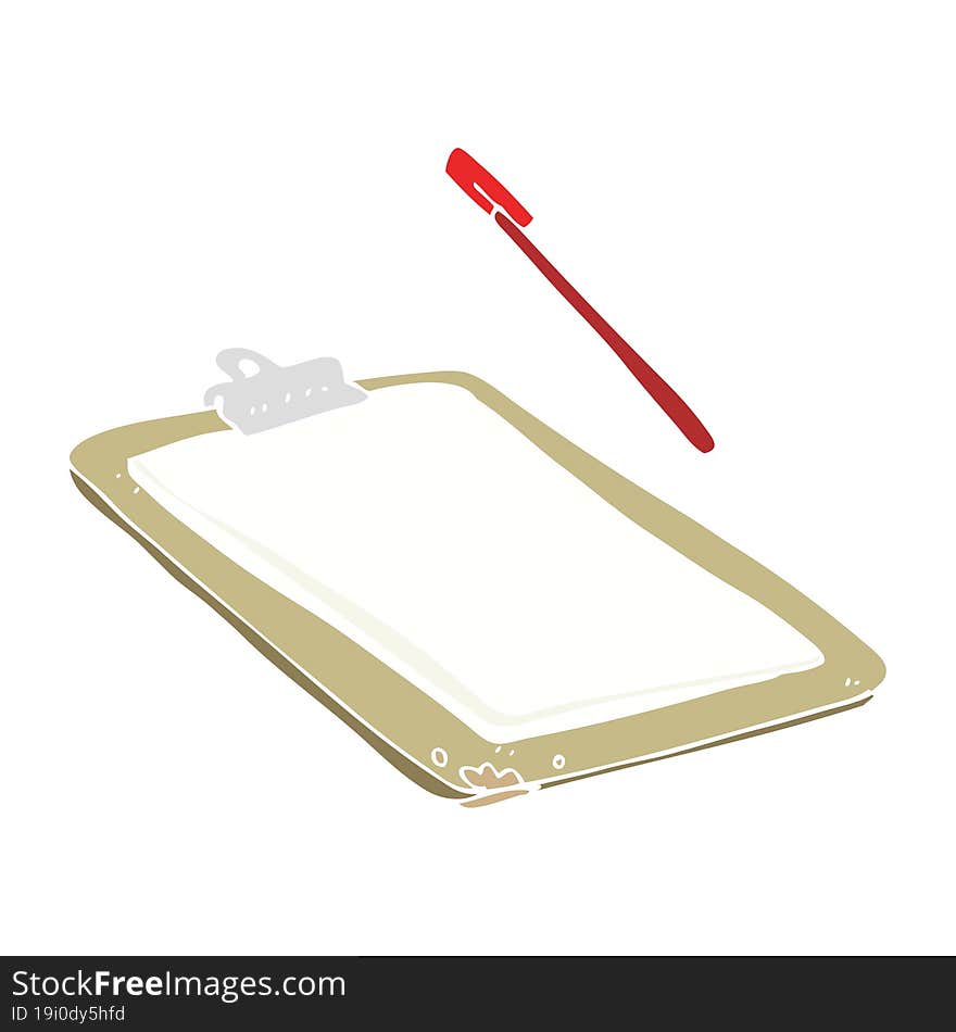 flat color illustration of clip board. flat color illustration of clip board