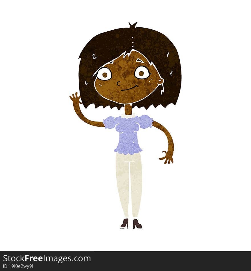 cartoon woman waving