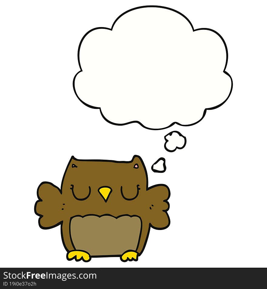 cute cartoon owl with thought bubble. cute cartoon owl with thought bubble