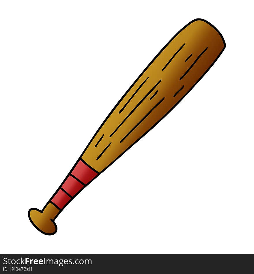 hand drawn gradient cartoon doodle of a baseball bat