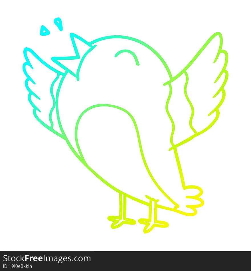 cold gradient line drawing cartoon bird