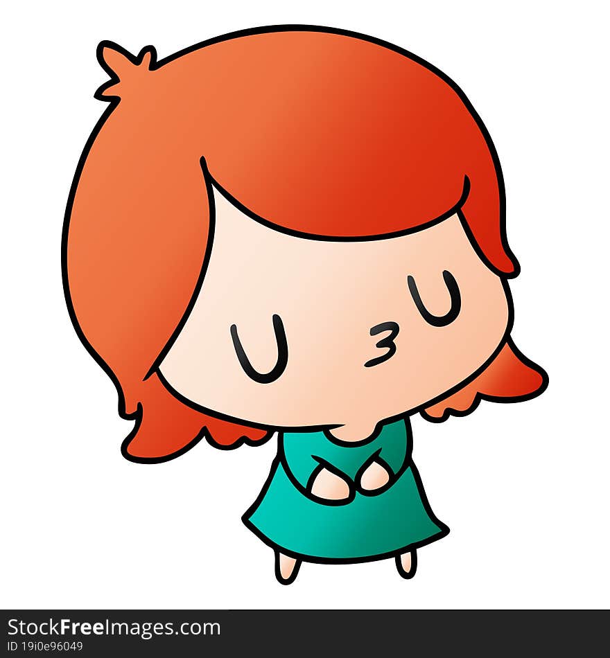 gradient cartoon illustration of a cute kawaii girl. gradient cartoon illustration of a cute kawaii girl