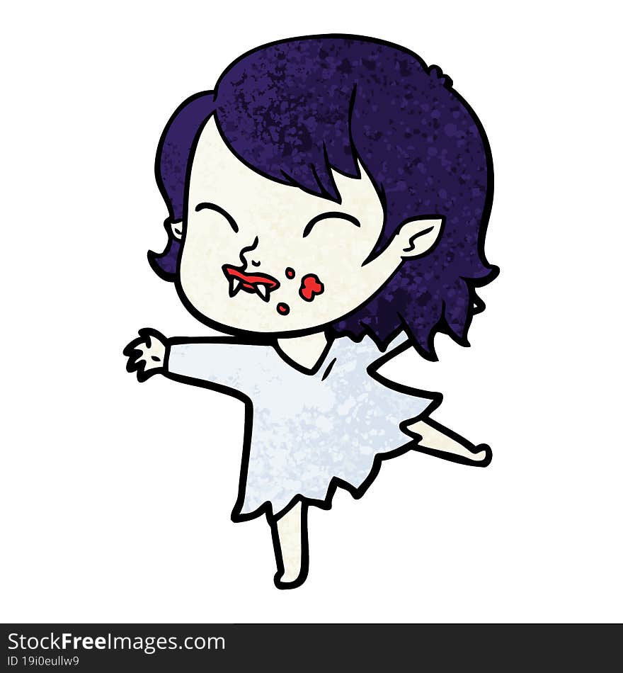 cartoon vampire girl with blood on cheek. cartoon vampire girl with blood on cheek