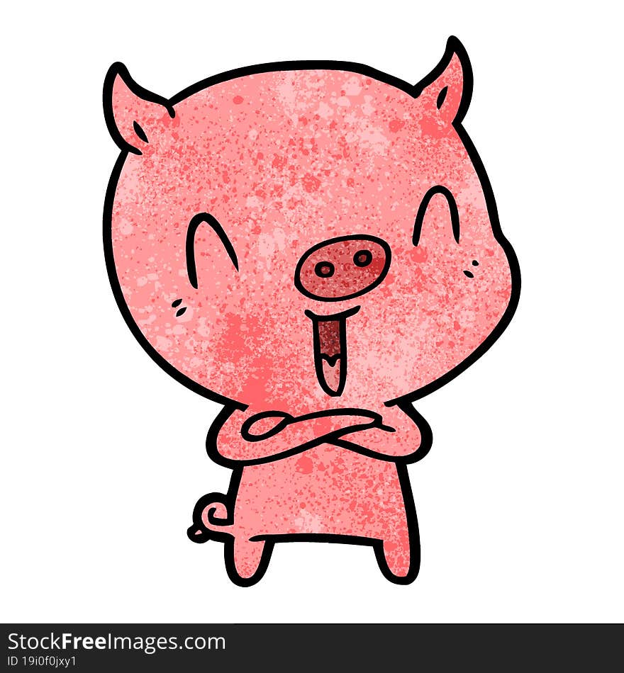 happy cartoon pig. happy cartoon pig