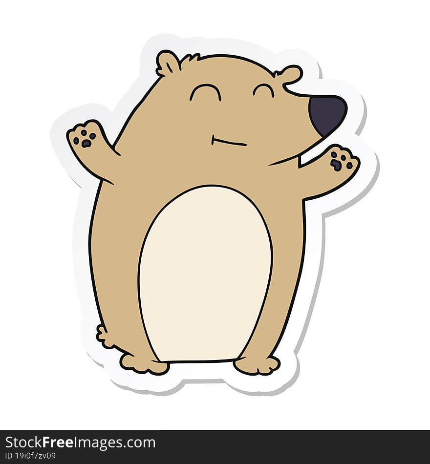 sticker of a happy cartoon bear