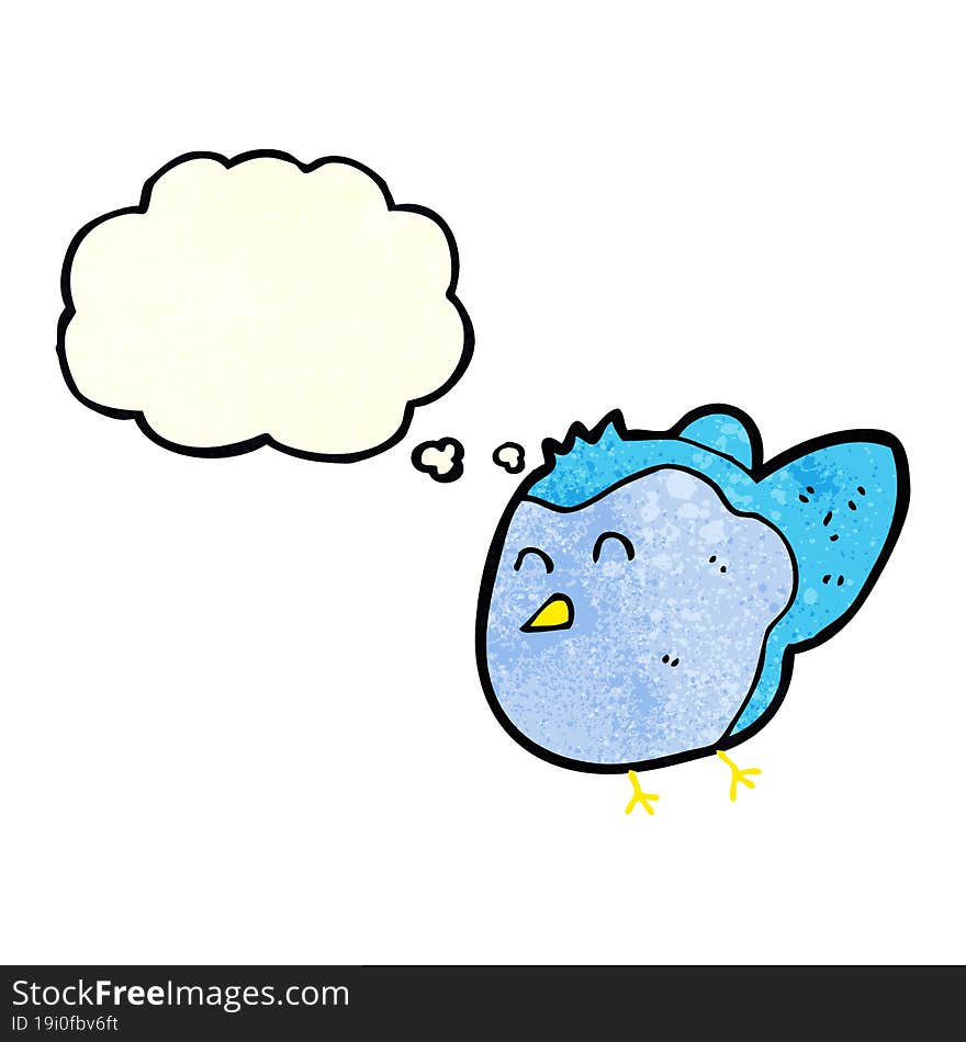 cartoon bird with thought bubble