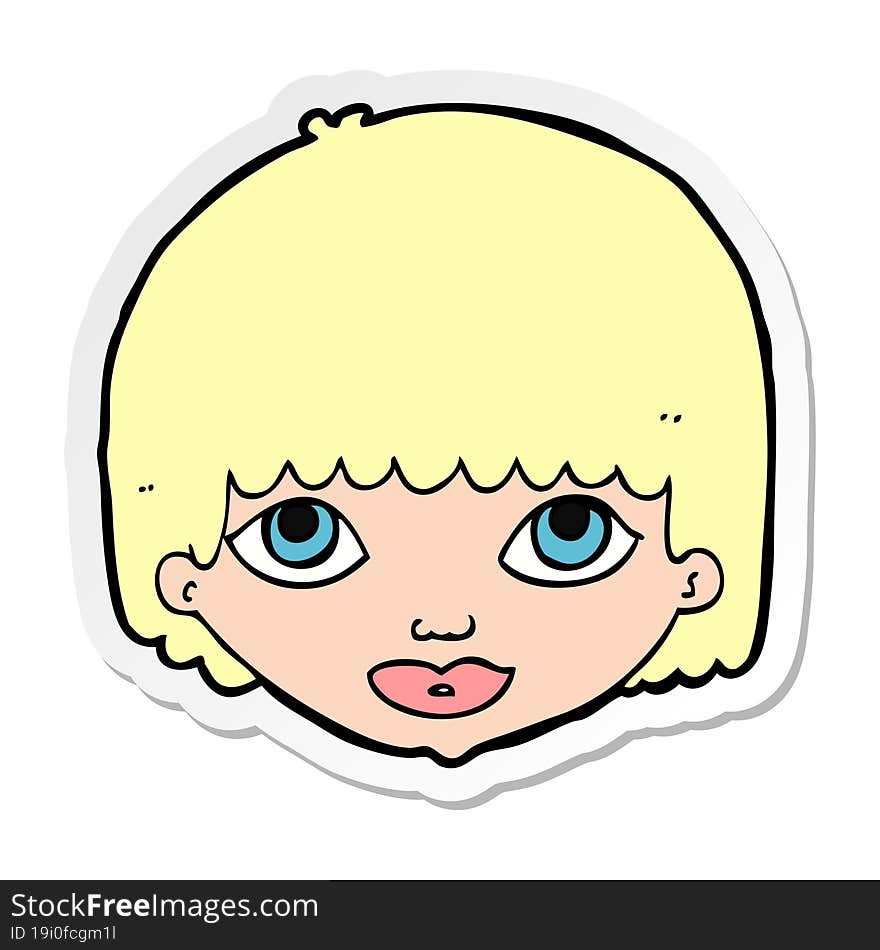 sticker of a cartoon female face