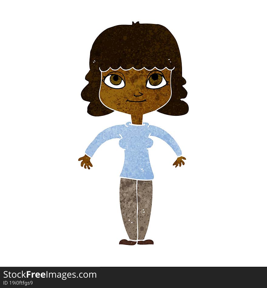 cartoon woman shrugging shoulders