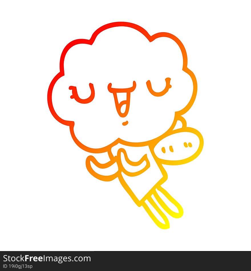 warm gradient line drawing cute cartoon cloud head creature