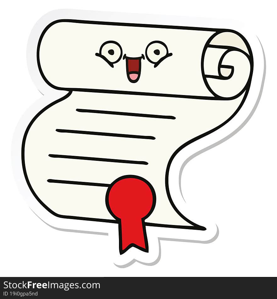 Sticker Of A Cute Cartoon Contract