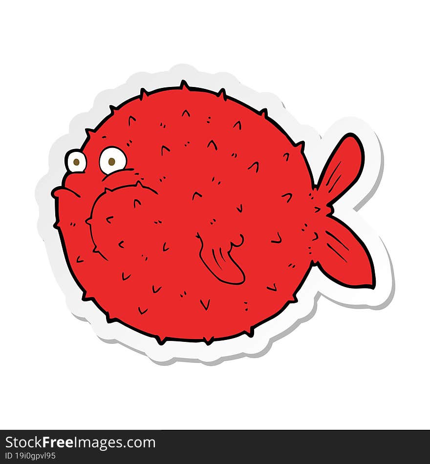 Sticker Of A Cartoon Puffer Fish