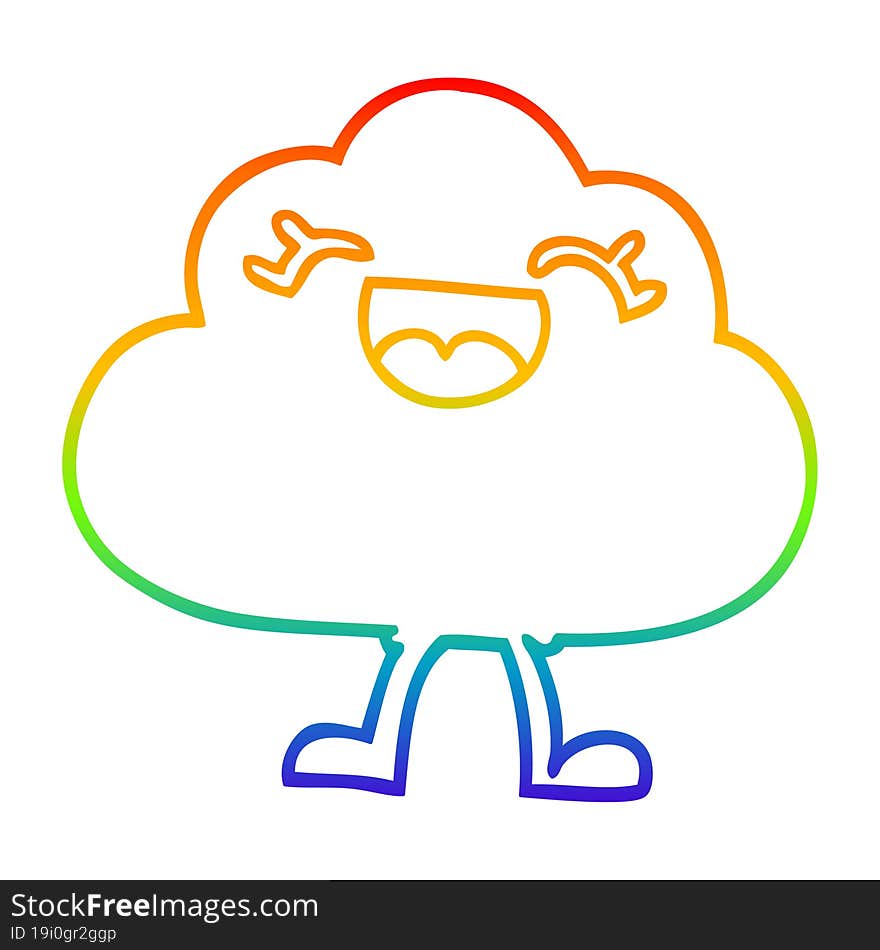 rainbow gradient line drawing cartoon happy grey cloud