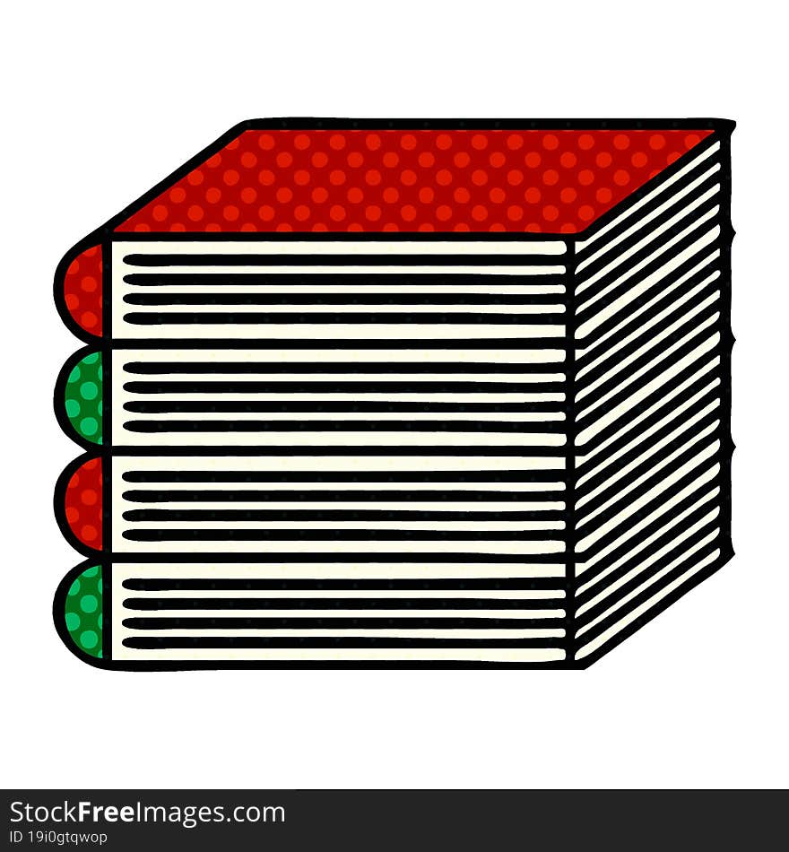 comic book style cartoon stack of books