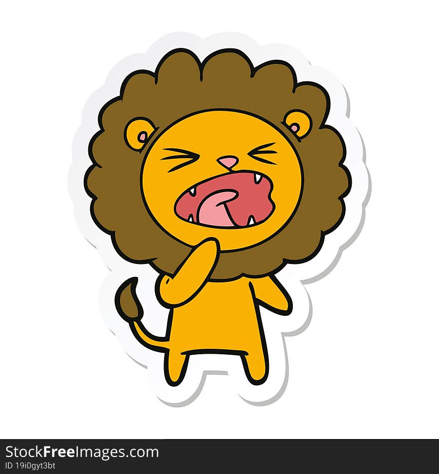 Sticker Of A Cartoon Angry Lion