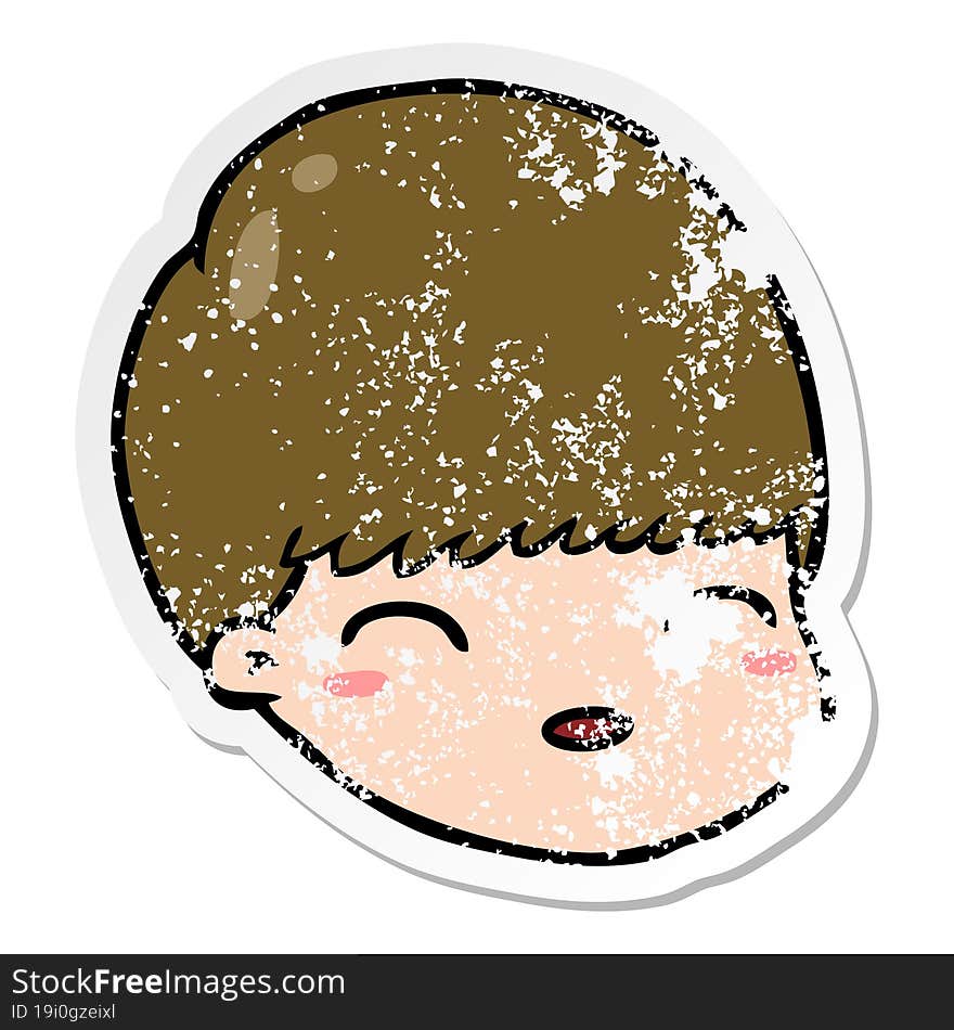 distressed sticker of a cartoon male face