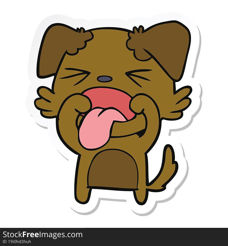 Sticker Of A Cartoon Disgusted Dog