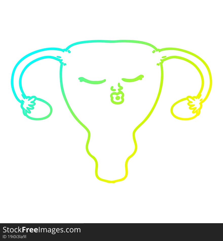 cold gradient line drawing cartoon uterus