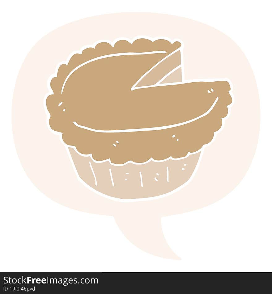 Cartoon Pie And Speech Bubble In Retro Style