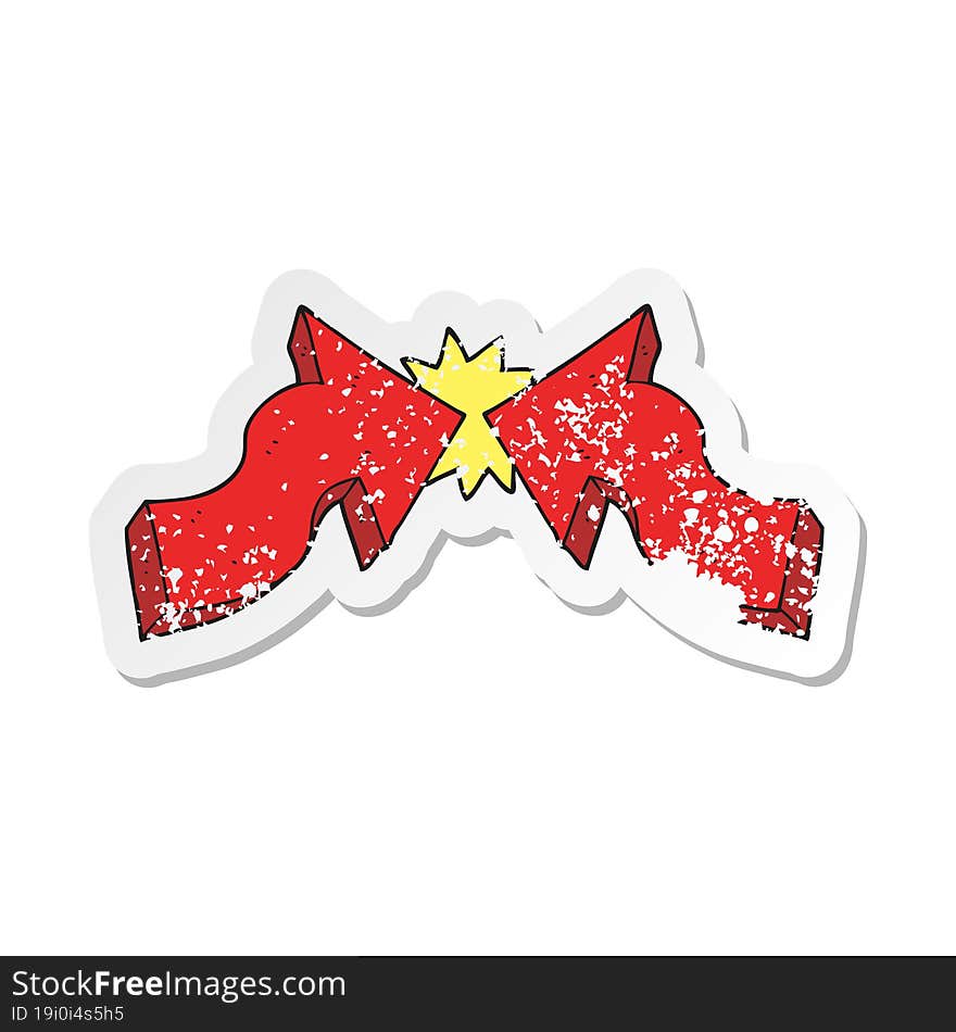 Retro Distressed Sticker Of A Cartoon Pointing Arrows