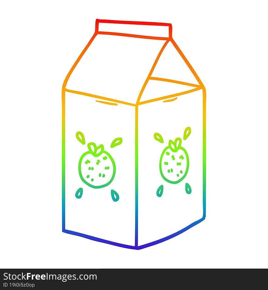 rainbow gradient line drawing of a cartoon orange juice carton