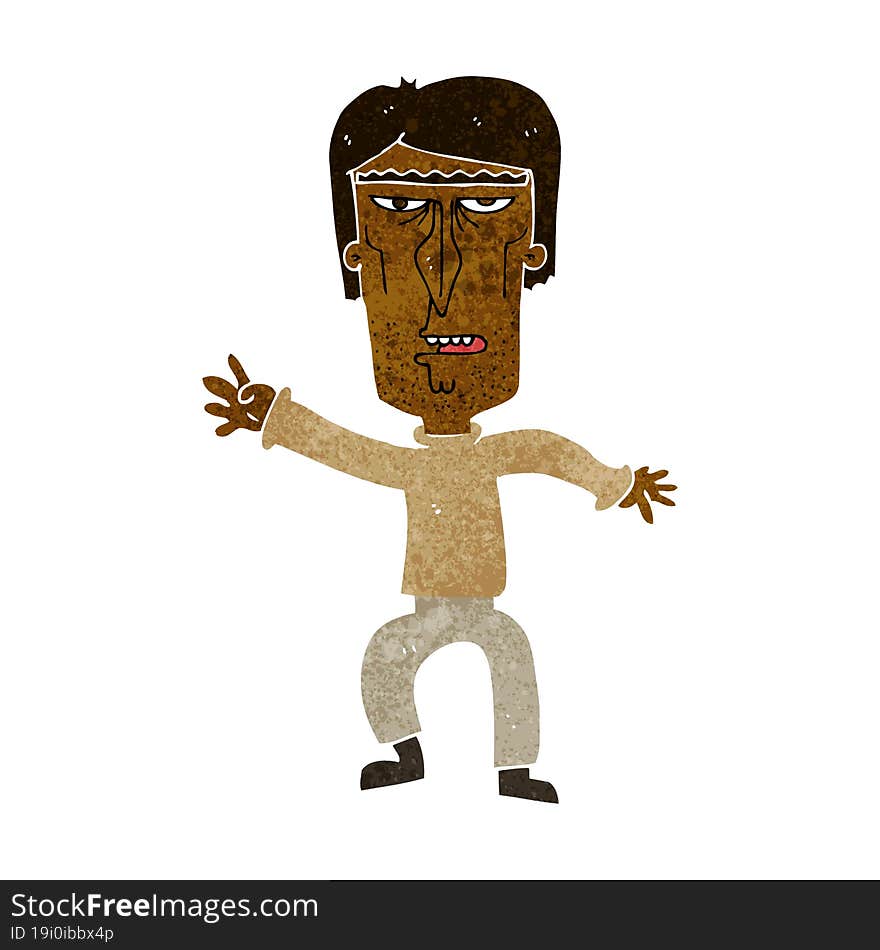 cartoon angry man waving warning