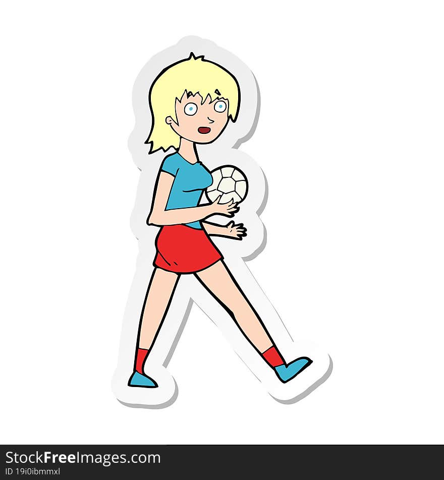 sticker of a cartoon soccer girl