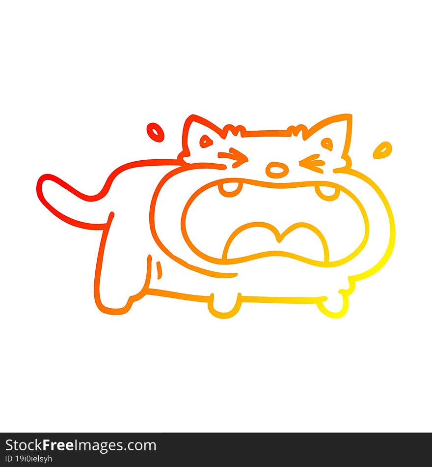 warm gradient line drawing cartoon fat cat