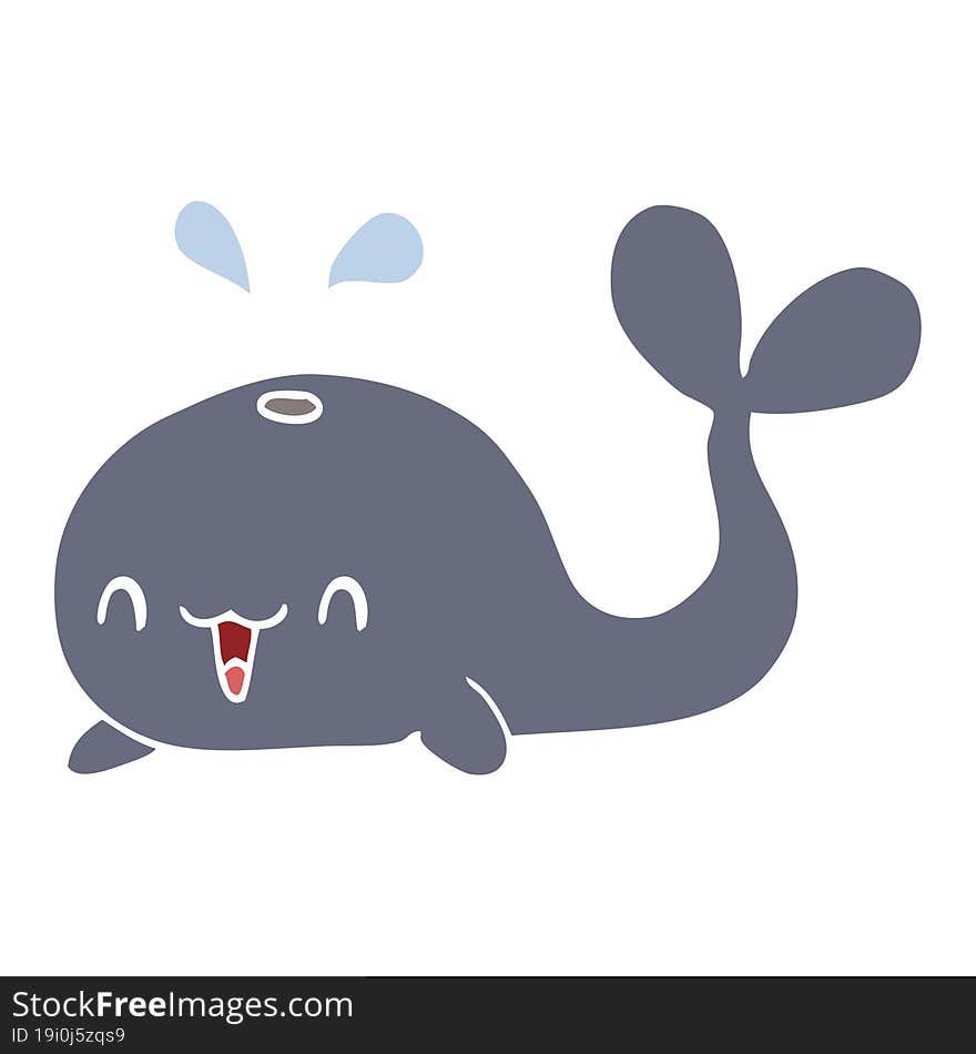 Flat Color Style Cartoon Happy Whale