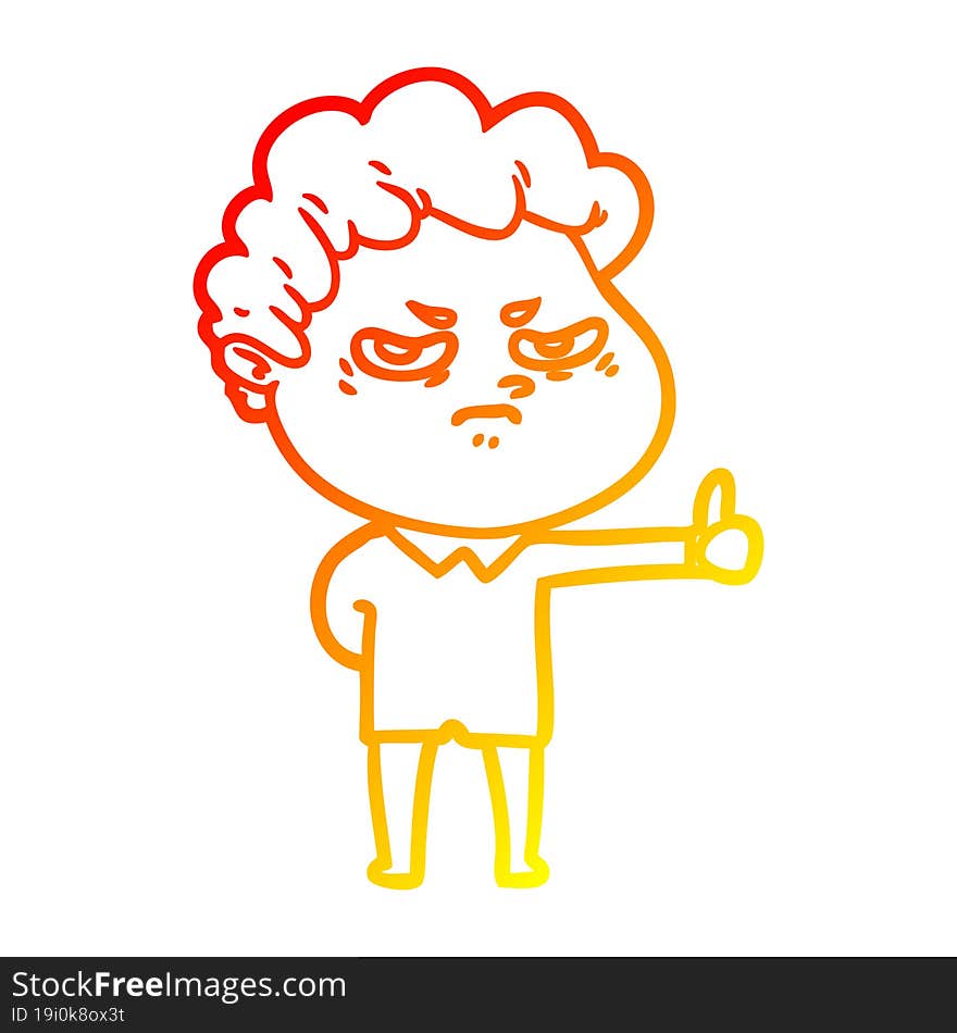 warm gradient line drawing cartoon angry man