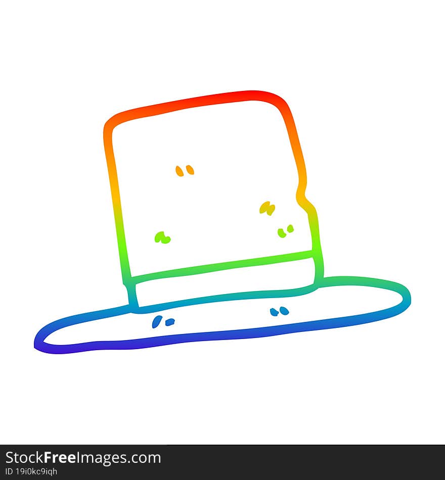 rainbow gradient line drawing cartoon top hat