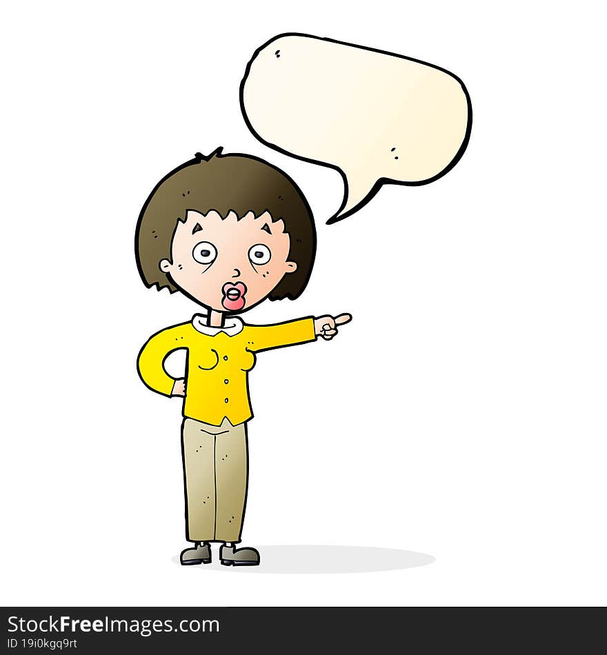 cartoon shocked woman with speech bubble