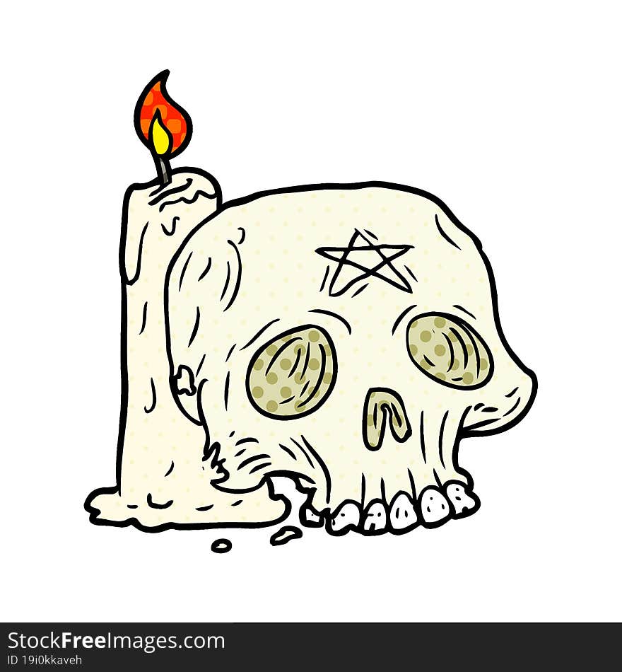 cartoon spooky skull and candle. cartoon spooky skull and candle