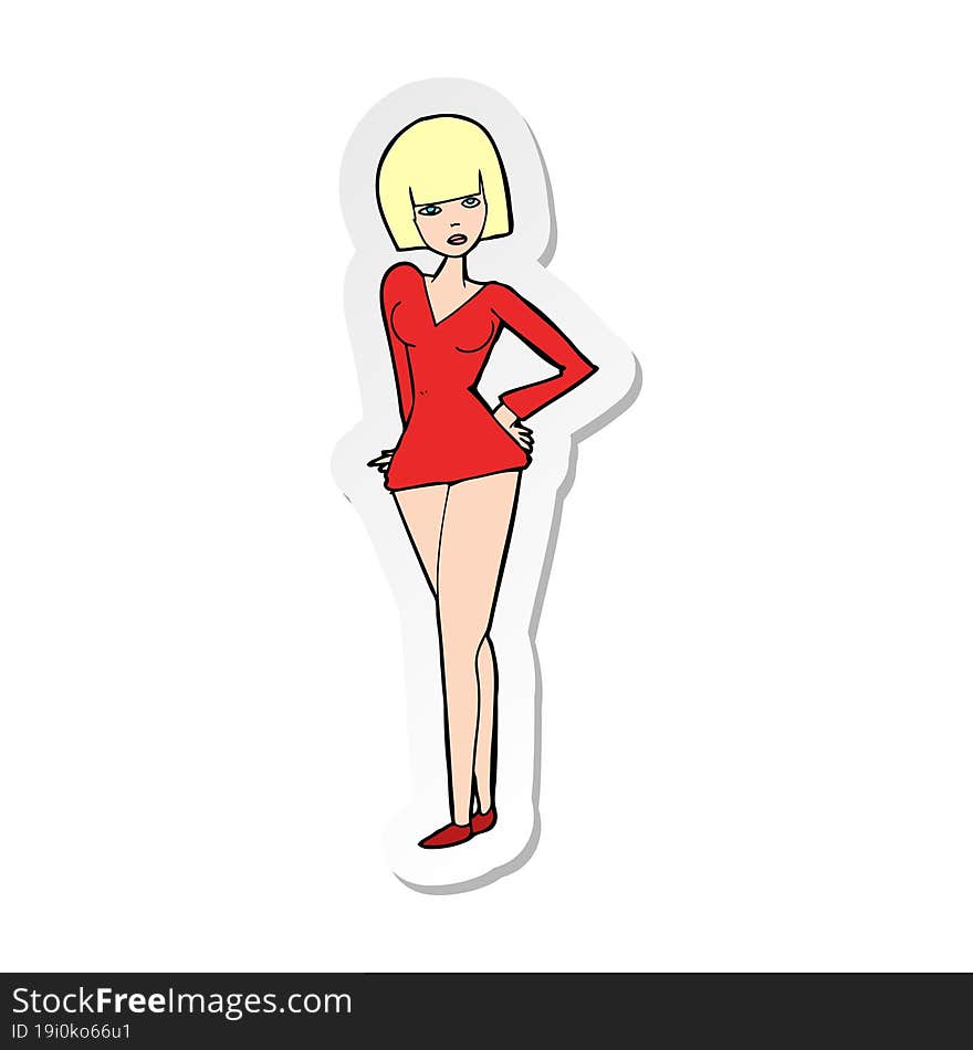 sticker of a cartoon pretty woman