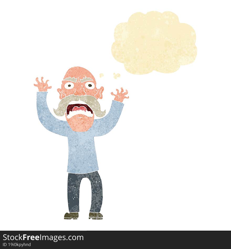 cartoon angry old man with thought bubble