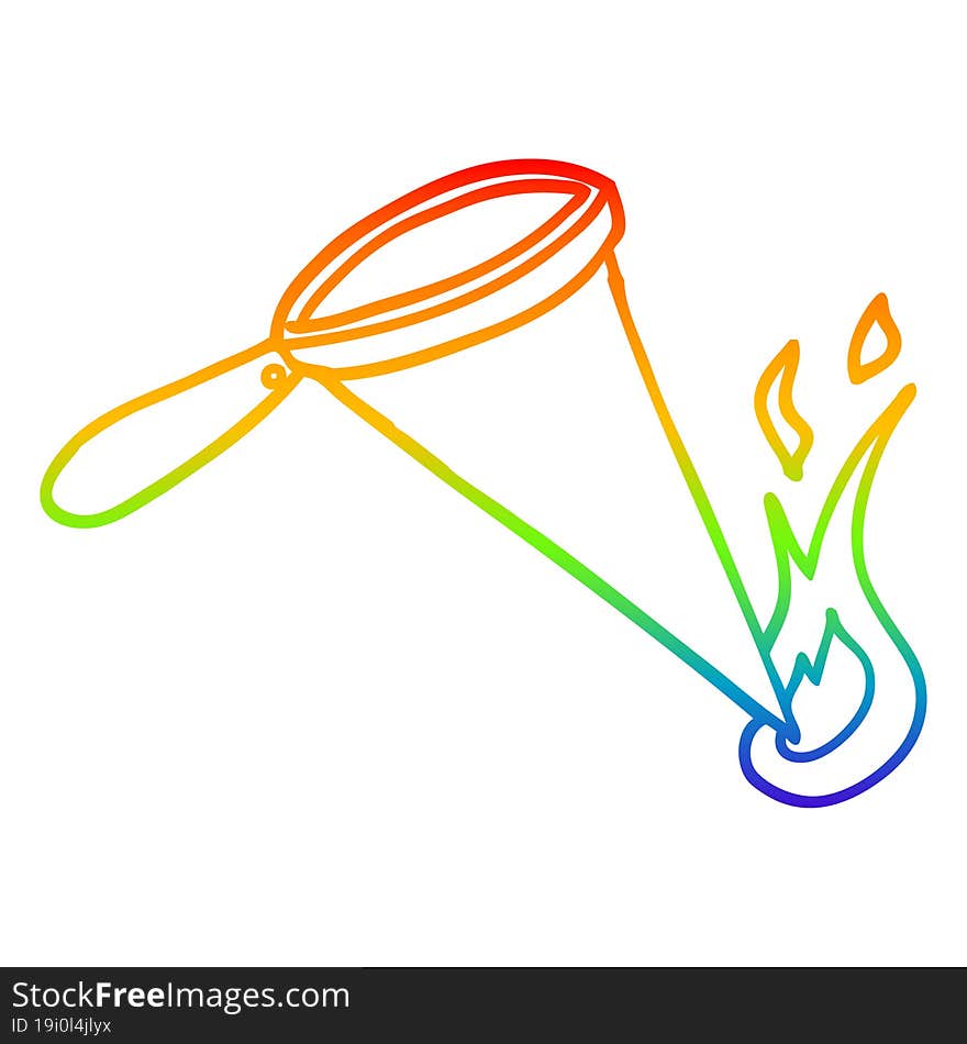 rainbow gradient line drawing cartoon magnify glass