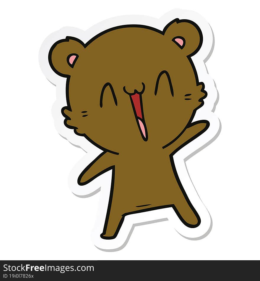 Sticker Of A Happy Bear Cartoon