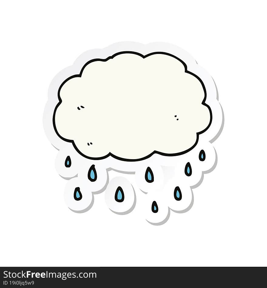 sticker of a cartoon rain cloud