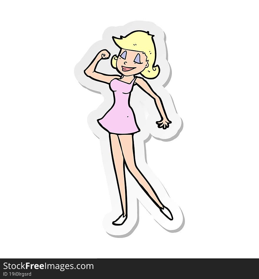 Sticker Of A Cartoon Woman With Can Do Attitude