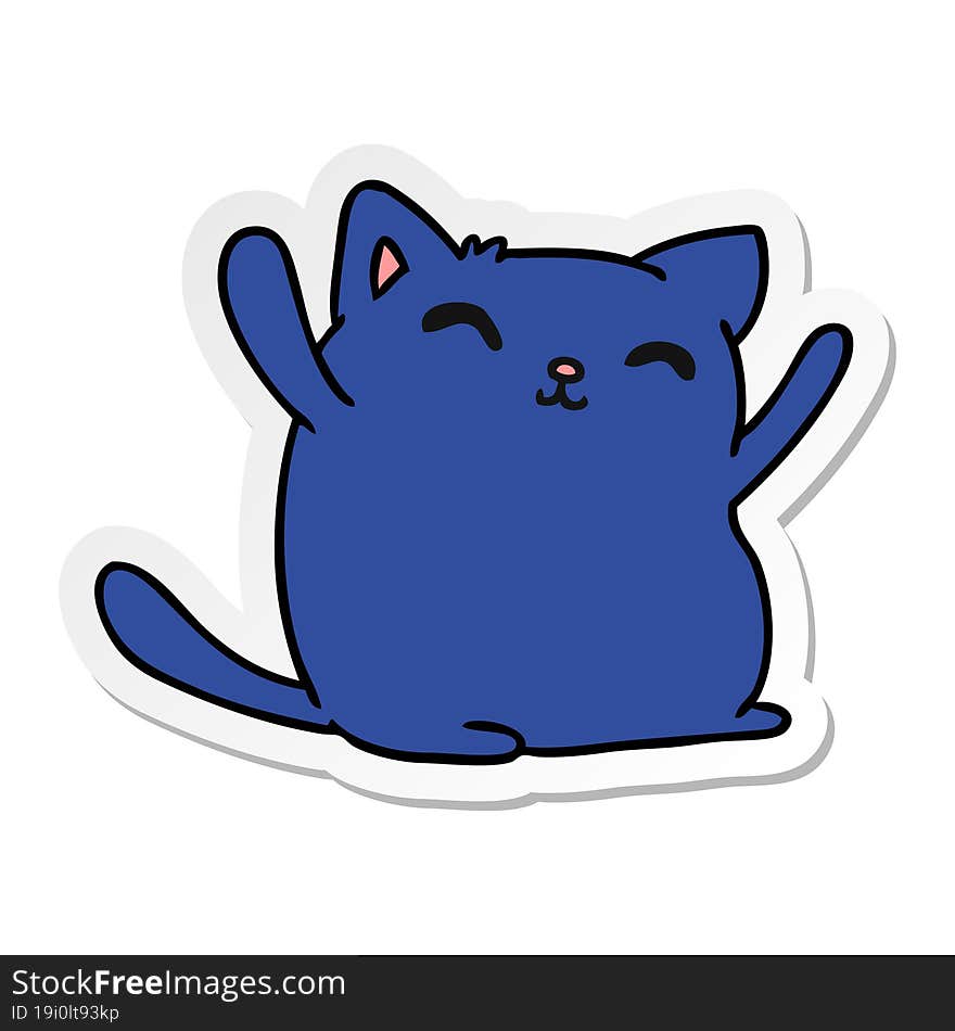 sticker cartoon illustration of cute kawaii cat. sticker cartoon illustration of cute kawaii cat