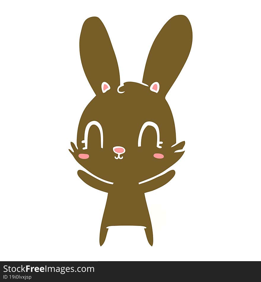 Cute Flat Color Style Cartoon Rabbit