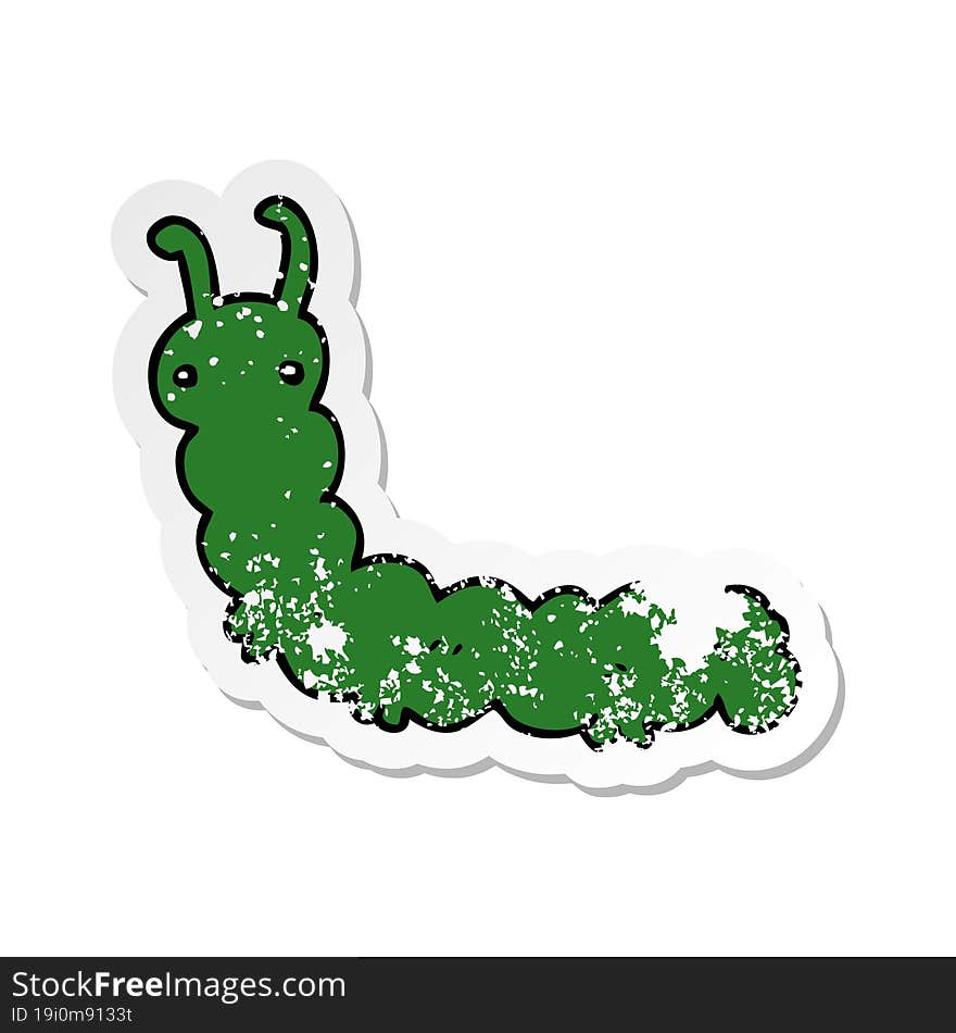 distressed sticker of a cartoon caterpillar