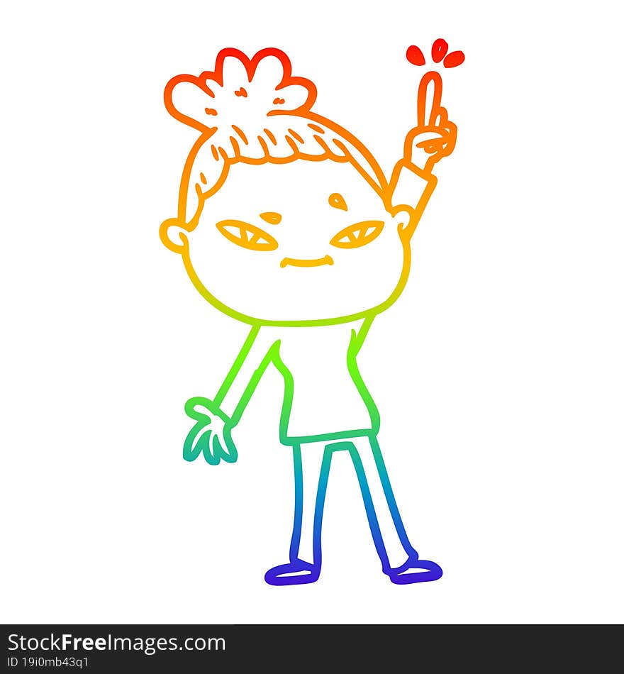 rainbow gradient line drawing of a cartoon woman