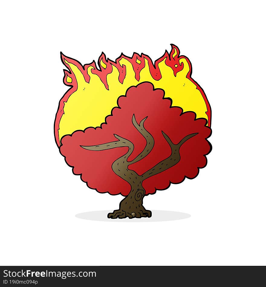 cartoon burning tree