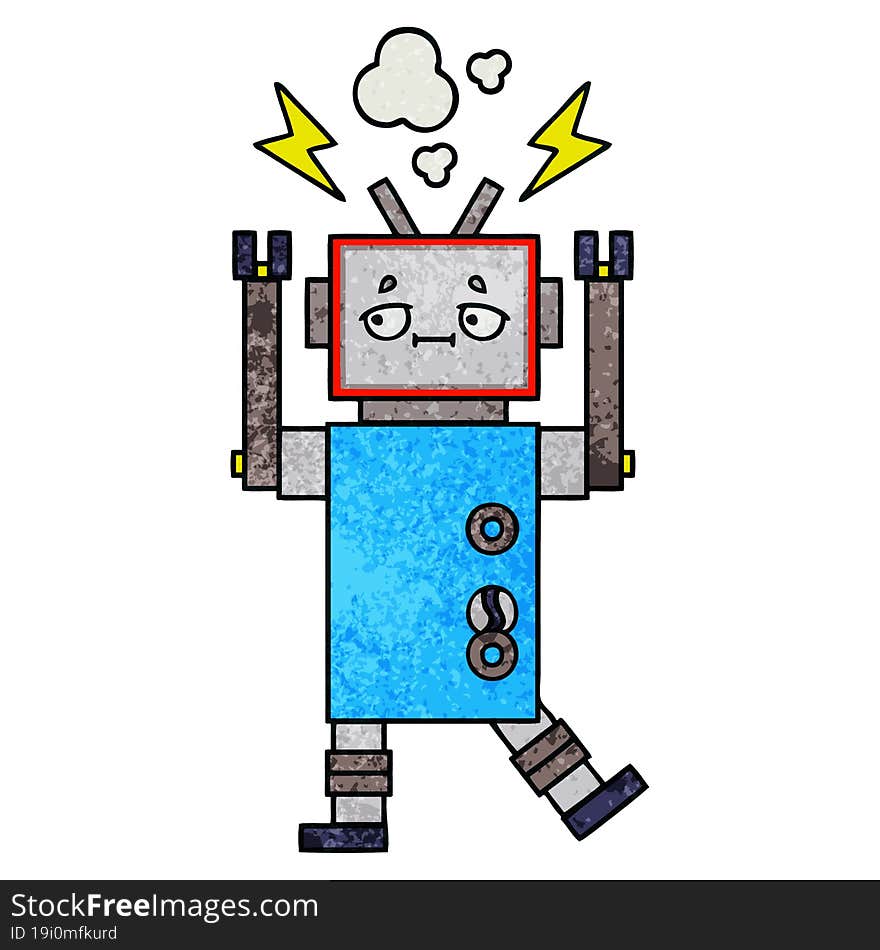 Retro Grunge Texture Cartoon Robot