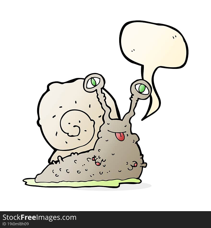 cartoon gross slug with speech bubble