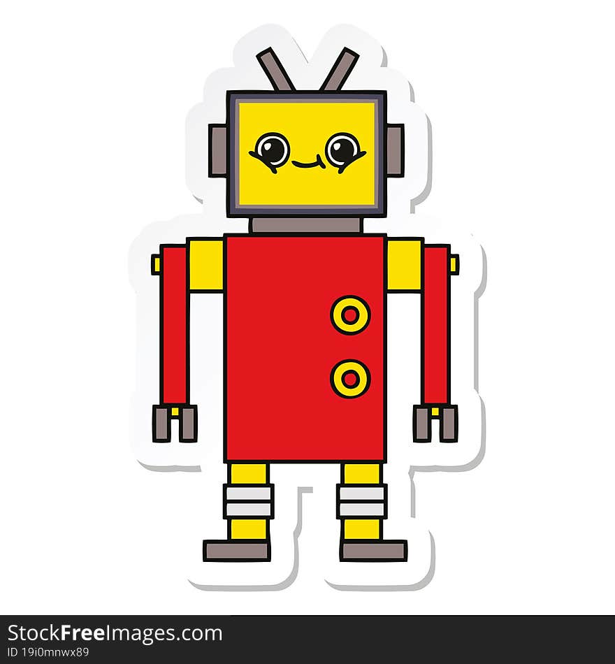 Sticker Of A Cute Cartoon Robot