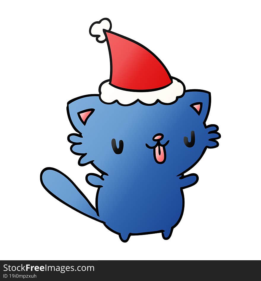 christmas gradient cartoon of kawaii cat